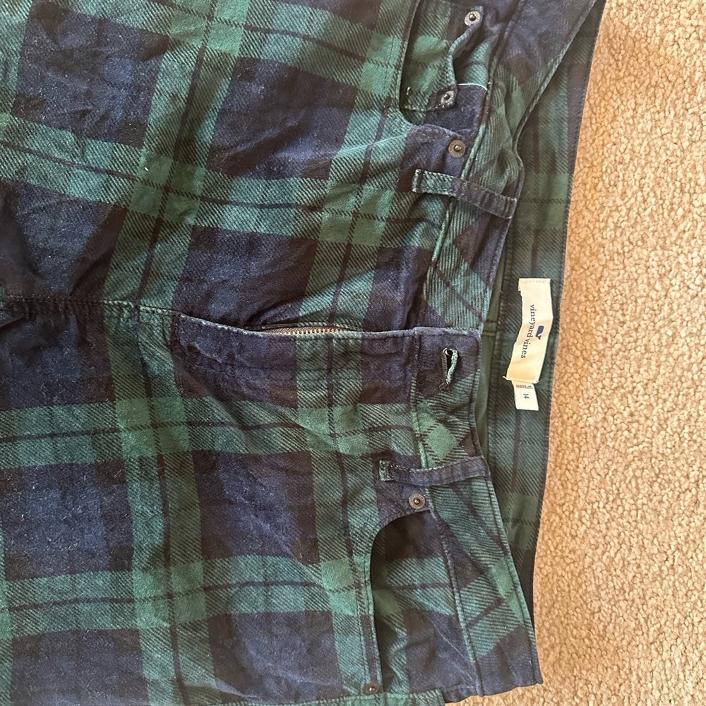 Vineyard Vines High Rise Skinny Blackwatch Plaid Velvet Pants